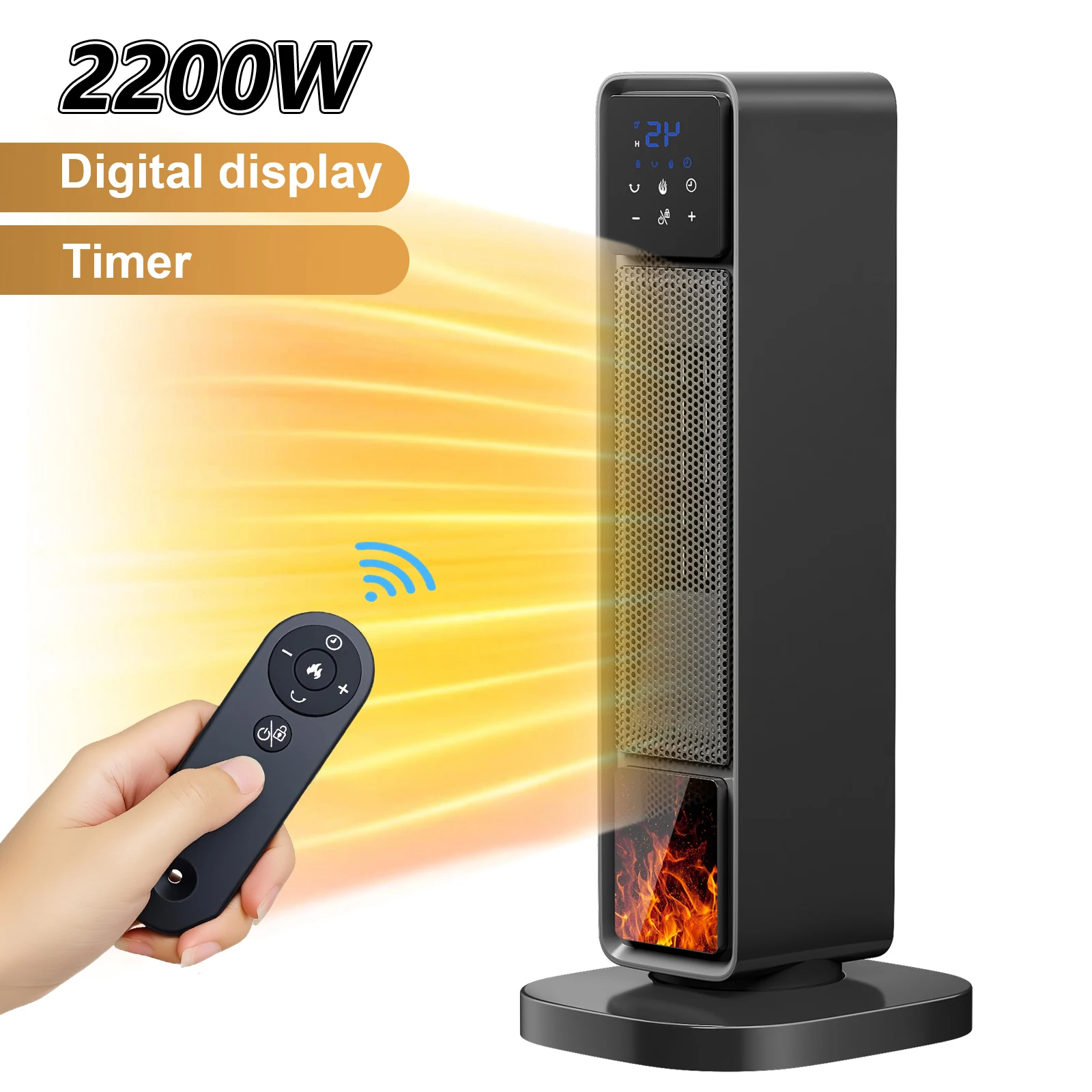 Vertikaler elektrischer Heizlüfter für Zuhause, 2200 W, Touch-Schnellheizung, Überhitzungsschutz, Timer, tragbar, für Schlafzimmer und Wohnzimmer Image