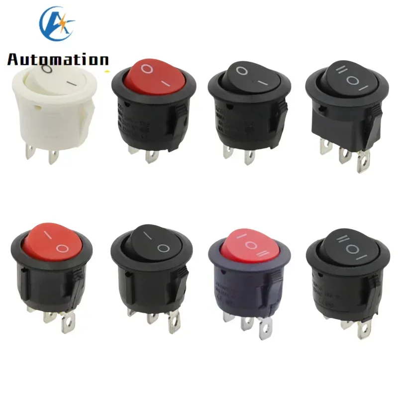 1 Stücke 220 V Runde SPDT EIN-AUS Wippschalter KCD1-105 Weiß Schwarz Rot AC 250 V/6A 125 V/10A Kippschalter 2Pin Image