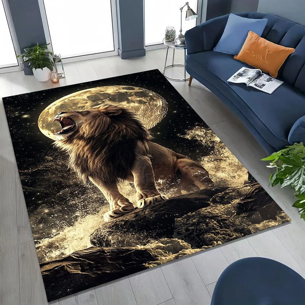 27-Stil Wildtier Löwe Biest Cartoon Teppich für Schlafzimmer Wohnzimmer Sofa Home Fußmatte Dekor, großes Kinderspiel rutschfeste Bodenmatte Image