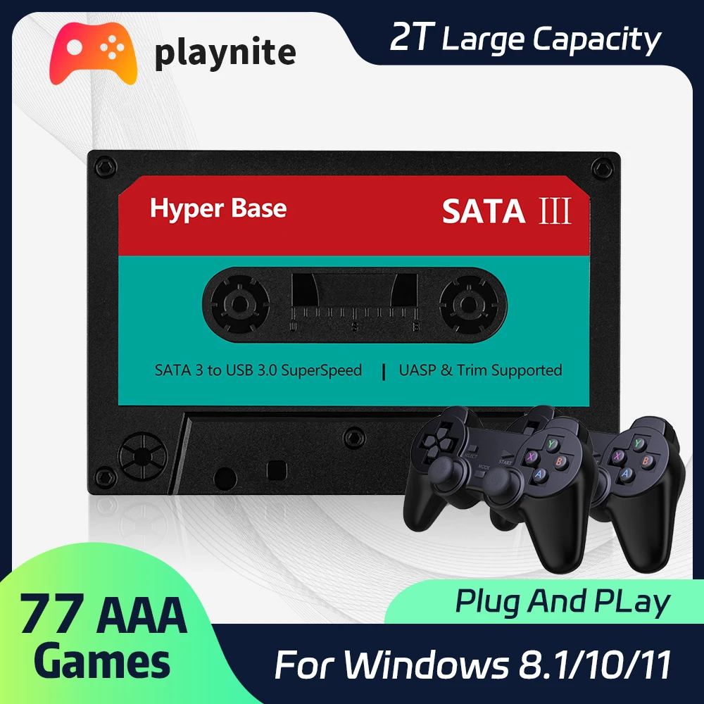 Playnite Externe 2T HDD Für PC/Laptop Tragbare Spiel Festplatte Gebaut-in 77 AAA Spiele Für PS4/PS3/PS2/PS1 Für Windows 8.1/10/11 Image