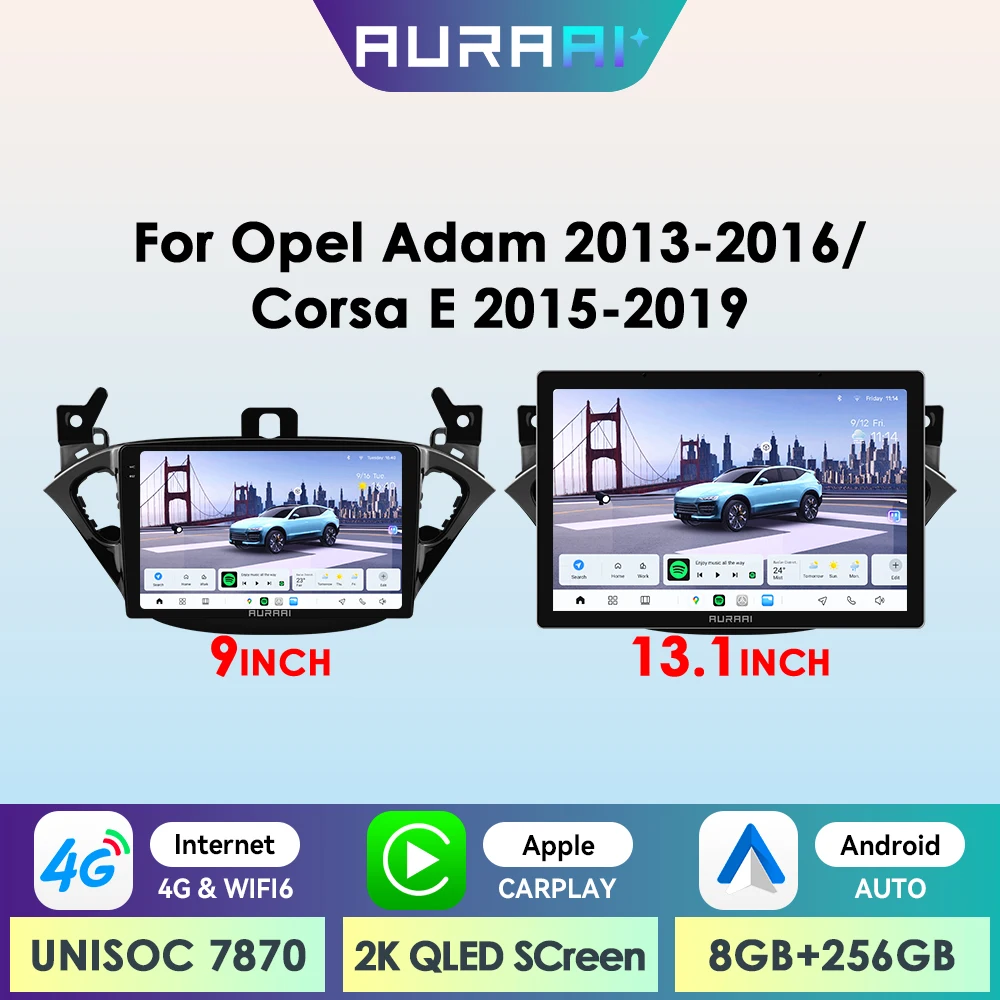 AURAAI X100 Android Auto-Intelligent-Bildschirm für Opel Adam Corsa E UIS7870 GPS DSP RDS SWC 4G BT CarPlay ADAS KI-Sprachsteuerung Image