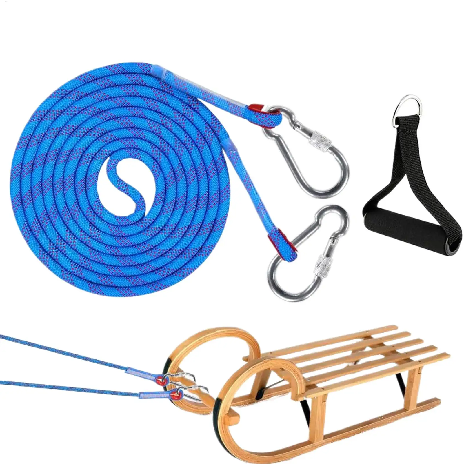 Schlitten-Zugseil mit Karabiner, 13 Fuß, für Kinder-Schlitten und Schlauchboote Image
