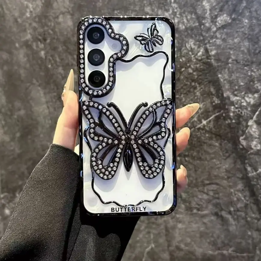 Helle Diamant-Schmetterlings-Hülle für Samsung Galaxy S25 S24 S23 S22 Plus Ultra A16 A26 A36 A56 A07 A17 A06 A55 A05S Klare Abdeckung Image