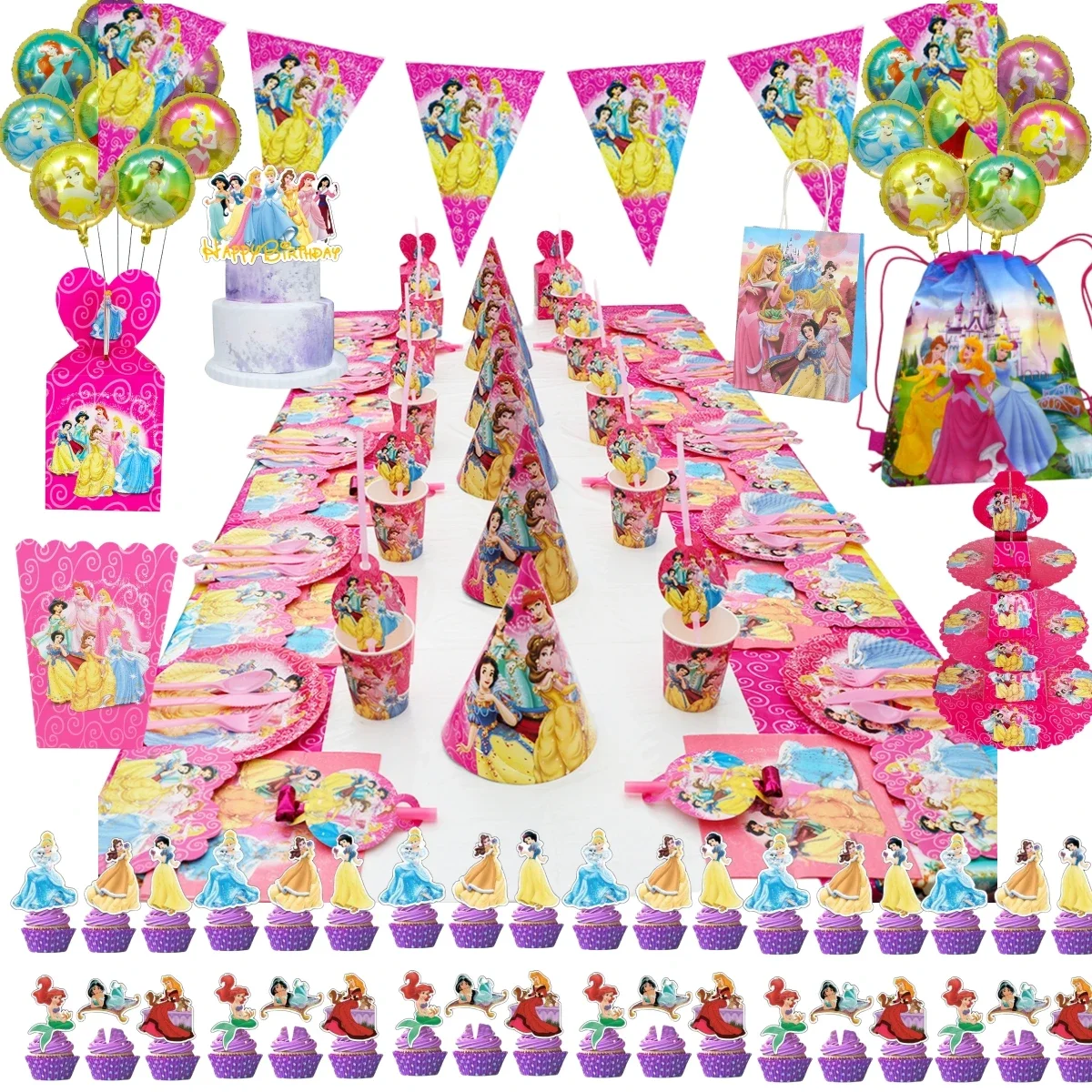 Disney Prinzessin sechs Geburtstags feier Dekoration Schnee wittchen Feier Party Ballon Einweg geschirr Platte Baby party Spielzeug Image