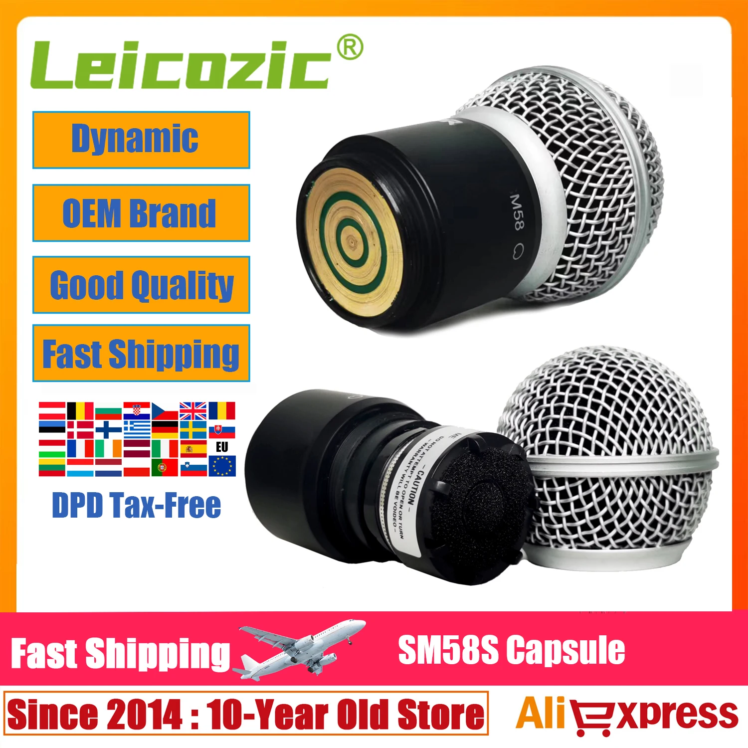 Leicozic SM58S-8A Mikrofonkern-Mikrofonkapsel, professionelle Mikrofongitter, funktioniert mit Original-Mikrofonzubehör Image