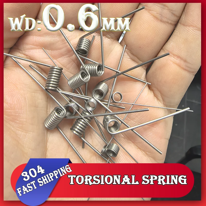 Drahtdurchmesser: 0,6 mm, Edelstahl 304, kleine Torsionsfeder, Torsions-Haarnadelfeder, V-förmig, anpassbar, 60/90/120/180 Grad Image