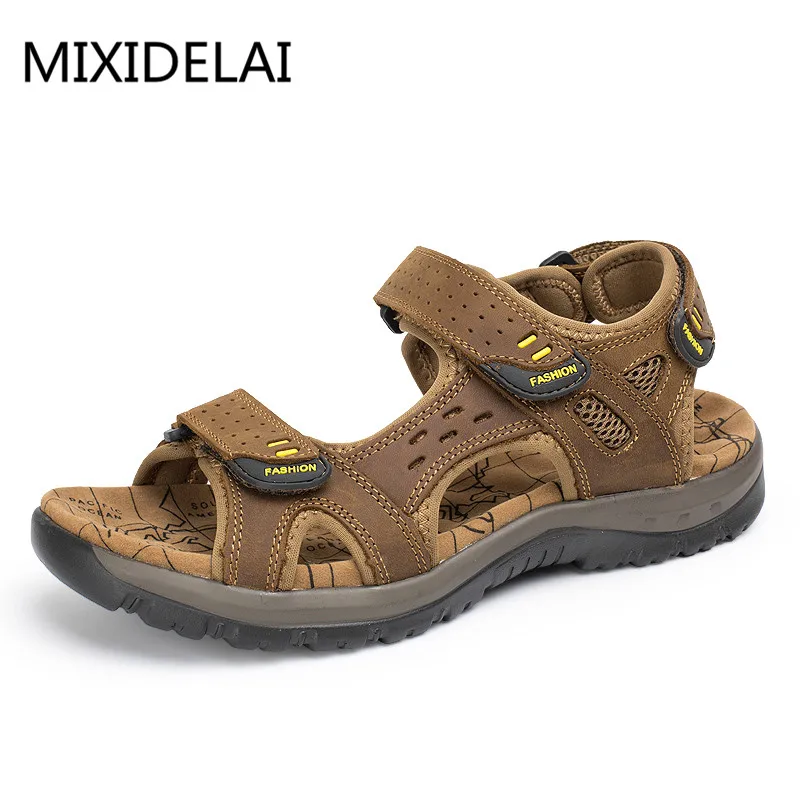 Neue Mode Sommer Freizeit Männer Schuhe Strand Sandalen Hohe Qualität Echtes Leder Sandalen Weiche Große Größe männer Sandalen Größe 38-48