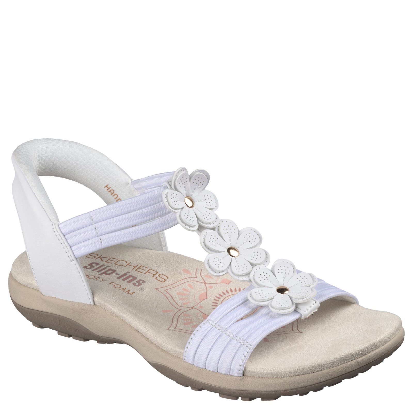 Skechers Modern Comfort-Season Slip-ins: Reggae Slim Blooming Romantic - Womens 10 White Sandal Medium