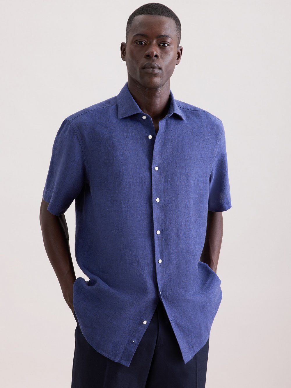 Seidensticker Leinenhemd Herren Regular Fit Leinen (100%) hellblau, 42 Image