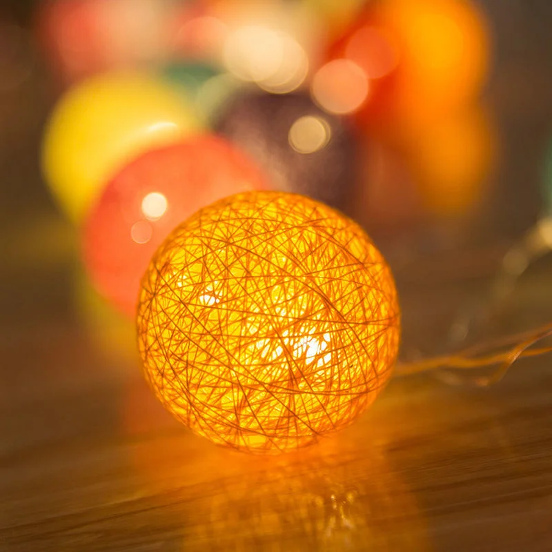 Valentinstag LED Baumwollkugel-Lichterkette Batteriebetrieben für Außen Garten Schlafzimmer Hochzeit Geburtstag Dekoration