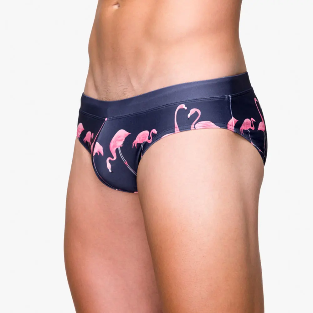 Männer Bademode schwimmen Briefs Gepolsterte Badehose Engen anzug flamingo Gedruckt Badeanzug Surfen Sommer Strand Sport Hosen Push-up Image