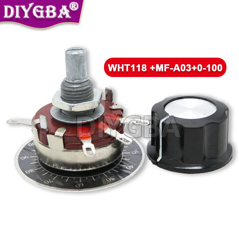 1 Set = 3PCS WTH118 DIY Kit Teile 2W 1A Potentiometer 1K 2,2 K 4,7 K 10K 22K 47K 100K 470K 1M MF-A03 + WHT118 + 0-100 Image