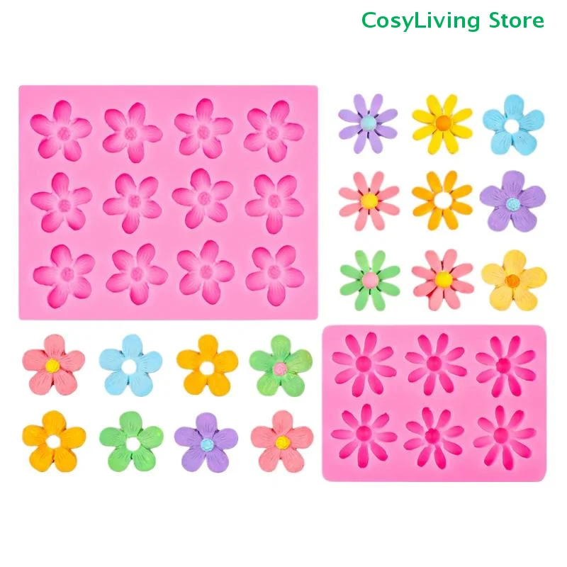 Mini Silikon Rosen- und Kamelienblüten-Form für Zuckerguss, Kekse, Cupcakes, Schokolade, Backen und Fondant-Kuchendekoration Image