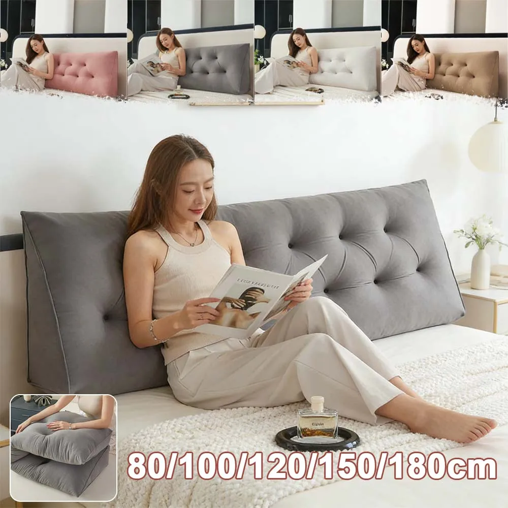 2026 Cloud Fleece Dreieckiges Keilkissen Bett-Rückenlehne 80/100/120/150/180cm Kopfteil Lesestütze für Zuhause und Wohnheim Image