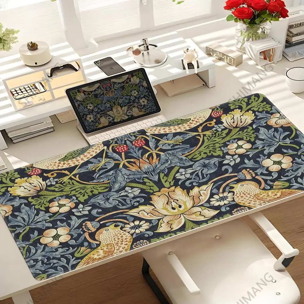 Xxl Mauspad 900x400 William Morris Computertisch Gaming PC Setup Zubehör Gamer Schreibtischmatte Mousepad Anime Große Matten Büro Image