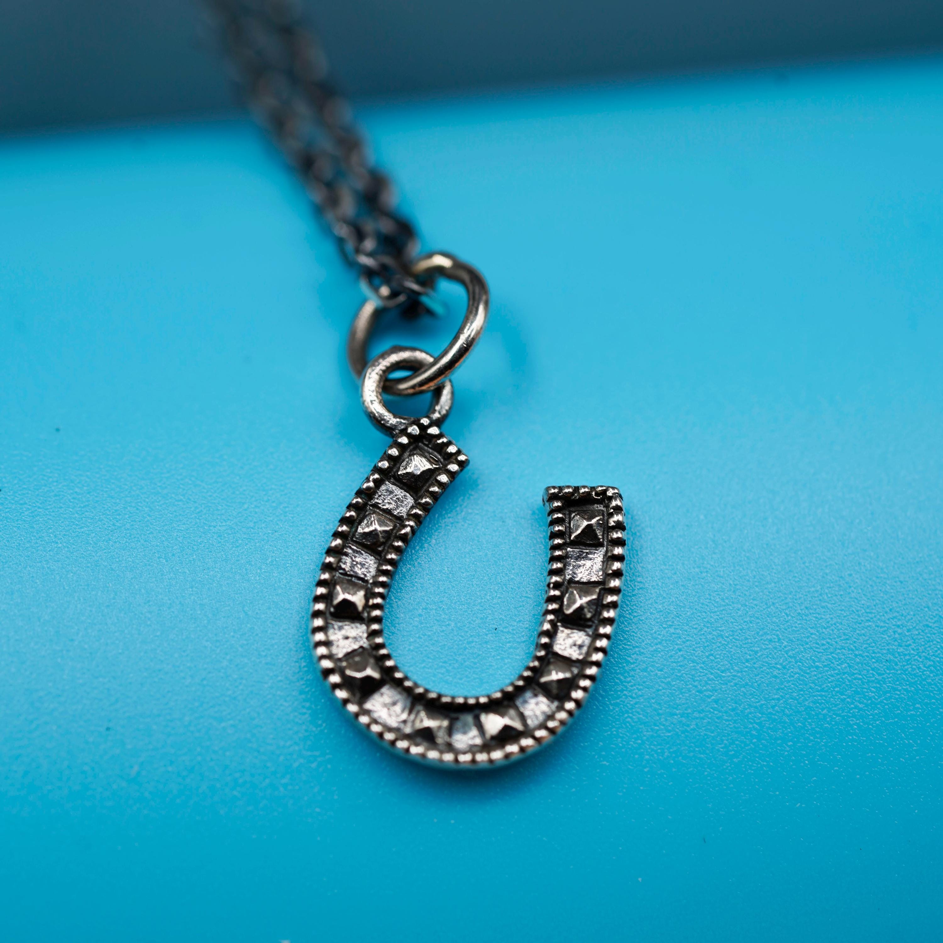 Collana in argento a ferro di cavallo - Ciondolo a ferro di cavallo portafortuna in argento sterling 925, regalo di gioielli minimali e simbolici per