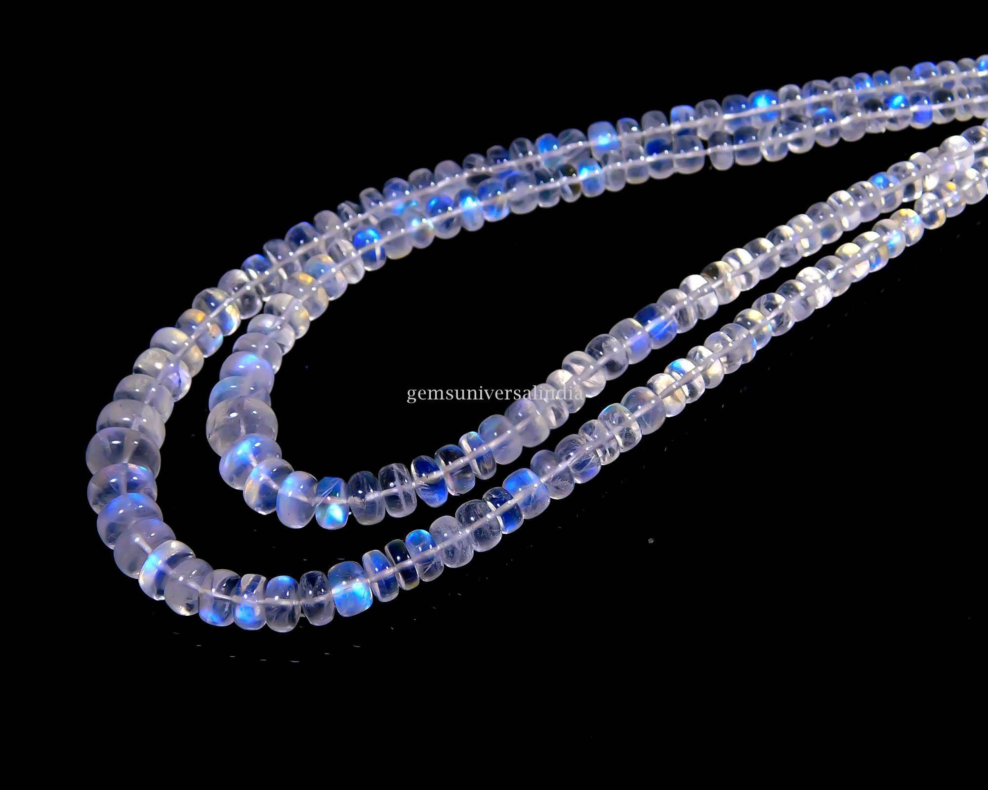 Perline rondelle lisce in pietra di luna arcobaleno AAAA, perline in pietra di luna arcobaleno naturale da 4-8 mm, perline rondelle in pietra preziosa