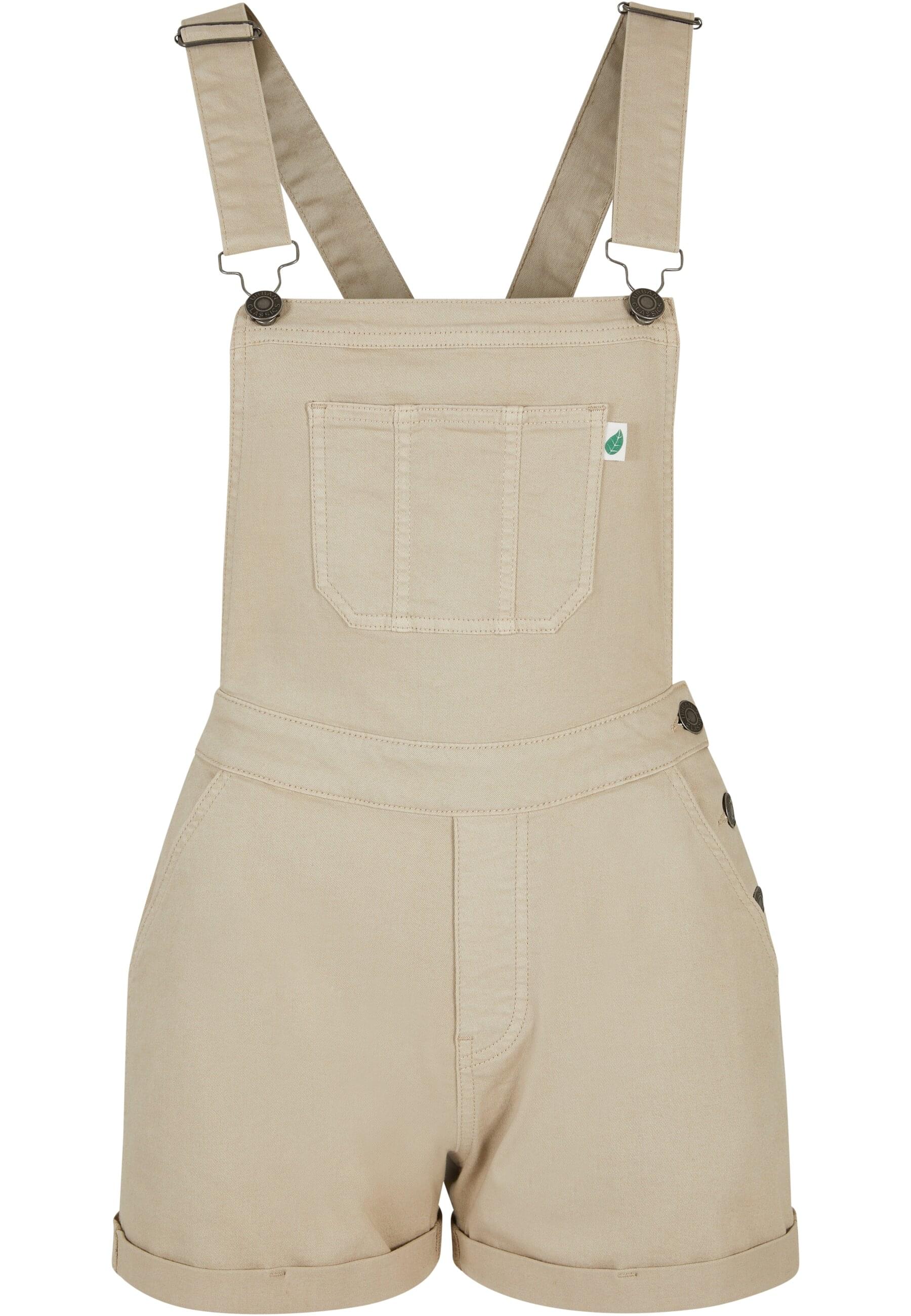 Jumpsuit URBAN CLASSICS "Urban Classics Damen Ladies Organic Short Dungaree", Damen, Gr. S, US-Größen, sanftes weiß raw, 50% Baumwolle (Bio), 48% Baumwolle, 2% Elasthan, unifarben, ohne Ausschnitt, Overalls Jumpsuit