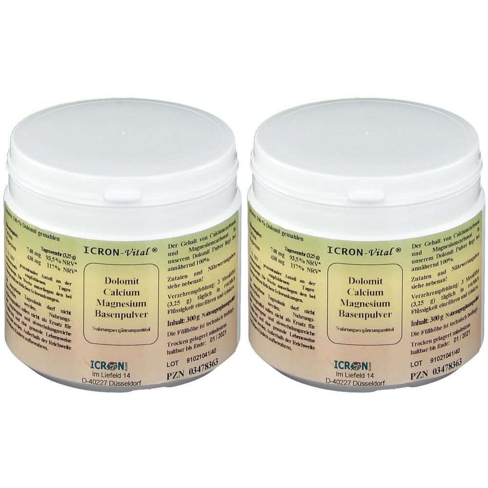 Dolomit Calcium Magnes.Basen Pulver Icron Vital 2x 2x300 g