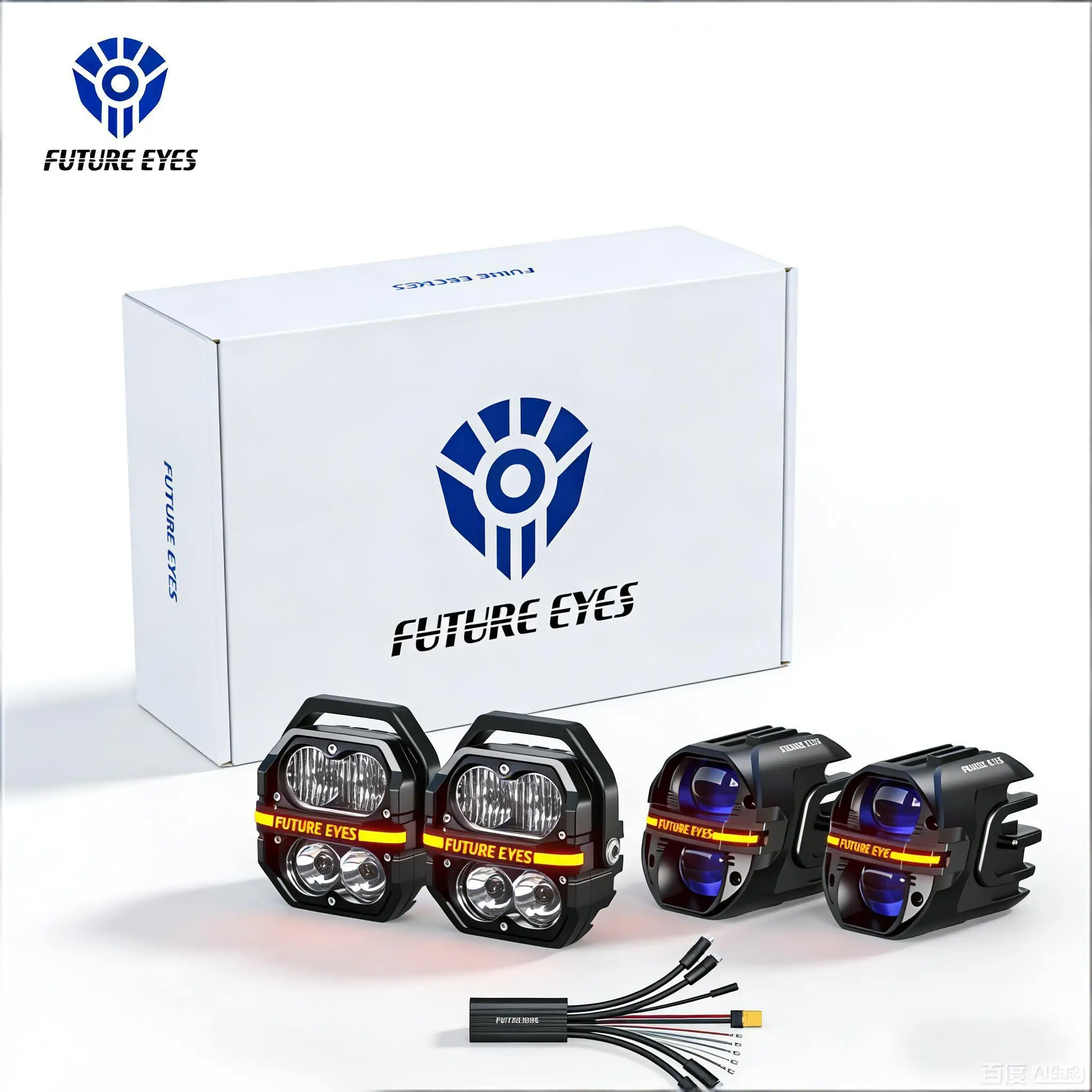Kit Future Eyes Galaxy 2 paia X80 Z4, kit luci fendinebbia per moto da 300W, luci ausiliarie a LED per moto per guida notturna