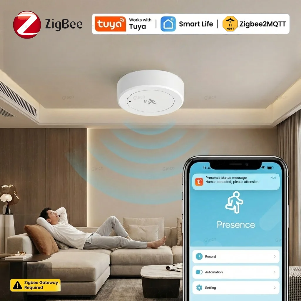 Smart Zigbee 24G Radar Human Presence Sensor Motion & Stillness Alert Detector 6 Versions With PIR/Radar Options For Tuya/MQTT