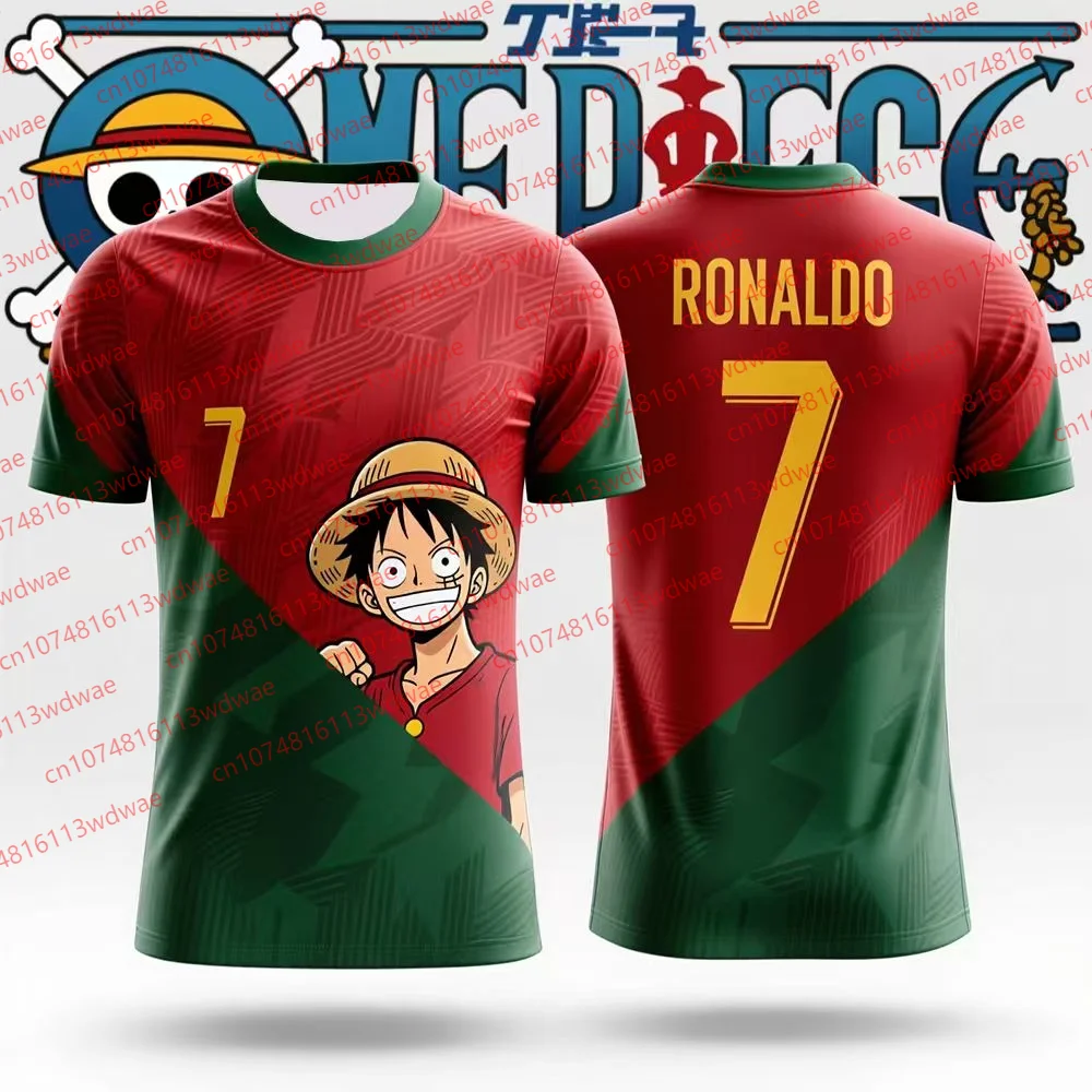 Maillot de football One Piece, maillot de football Luffy, maillot de football Ronaldo 7, maillot de football du Portugal, t-shirt de football pour adulte et enfant, séchage rapide