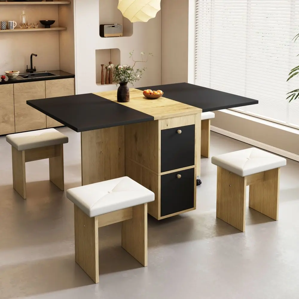 Set tavolo da pranzo, tavolo da pranzo e 4 sedie, tavolo da pranzo pieghevole (120*80*75 cm), tavolo da pranzo allungabile, sedie per sala da pranzo