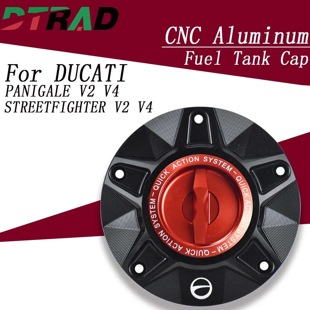 Nuovo Tappo Serbatoio Carburante 2025 2026 per DUCATI Panigale/Streetfighter V4 V2 Moto, Tappo Serbatoio Benzina a Sgancio Rapido con Blocco, Coperchio Olio/Gas