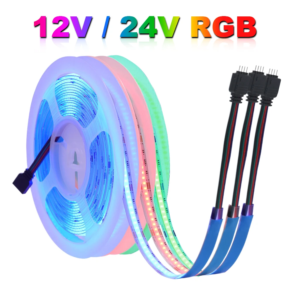 12 V 24 V RGB RGBW RGBWW RGBCCT COB LED-Streifenlicht 840 784 576 LEDs Flexibles Band RA90 High Density Liner Beleuchtung Home Decor Image