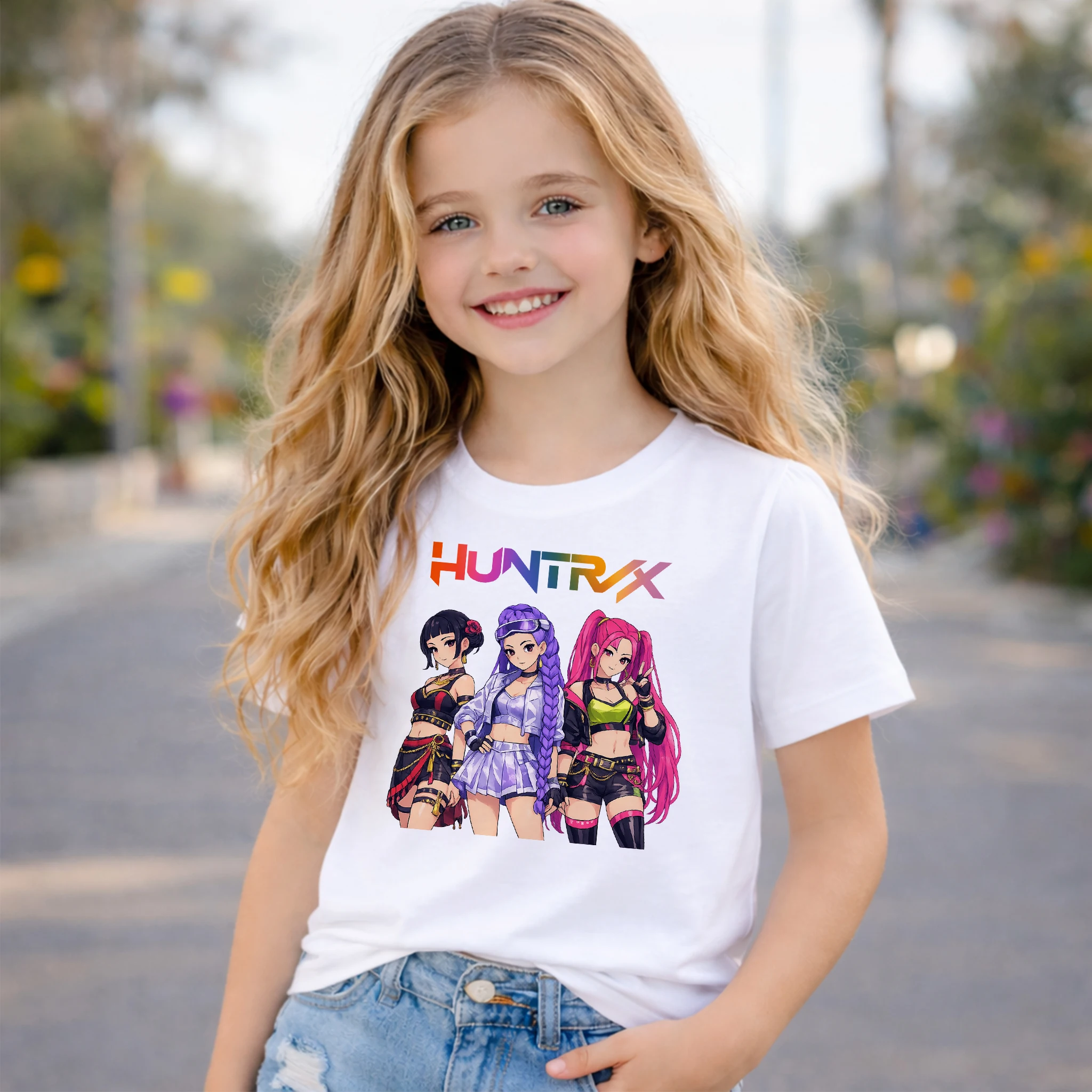 2026 Bestseller K-Pop Dämonen-Cartoon-Anime Bedrucktes Kinder-Baumwoll-T-Shirt Tägliche Familien-Freizeitkleidung Bequemes Hochwertiges Oberteil Image