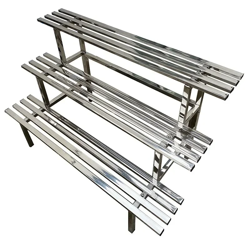 Modernes Pflanzenregal für den Außenbereich, Edelstahl, Metall, Balkon, Blumenregal, Hintergrund, Stützschichten, Balkonmöbel