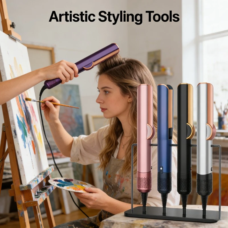 Professioneller 2-in-1 Haartrockner & Glätteisen mit Negativ-Ionen-Technologie und LCD-Temperaturkontrolle, Salon-Qualität Styling-Tool Image