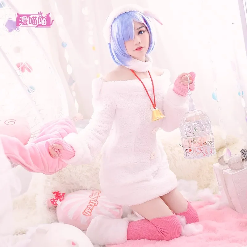 Neue Re:Zero kara Hajimeru Isekai Seikatsu Rem Kospy Kos Tsume Kutte Wite Schaf Kos Tsume Hauween Party Kos Tsume S für Frauen 2020) Image