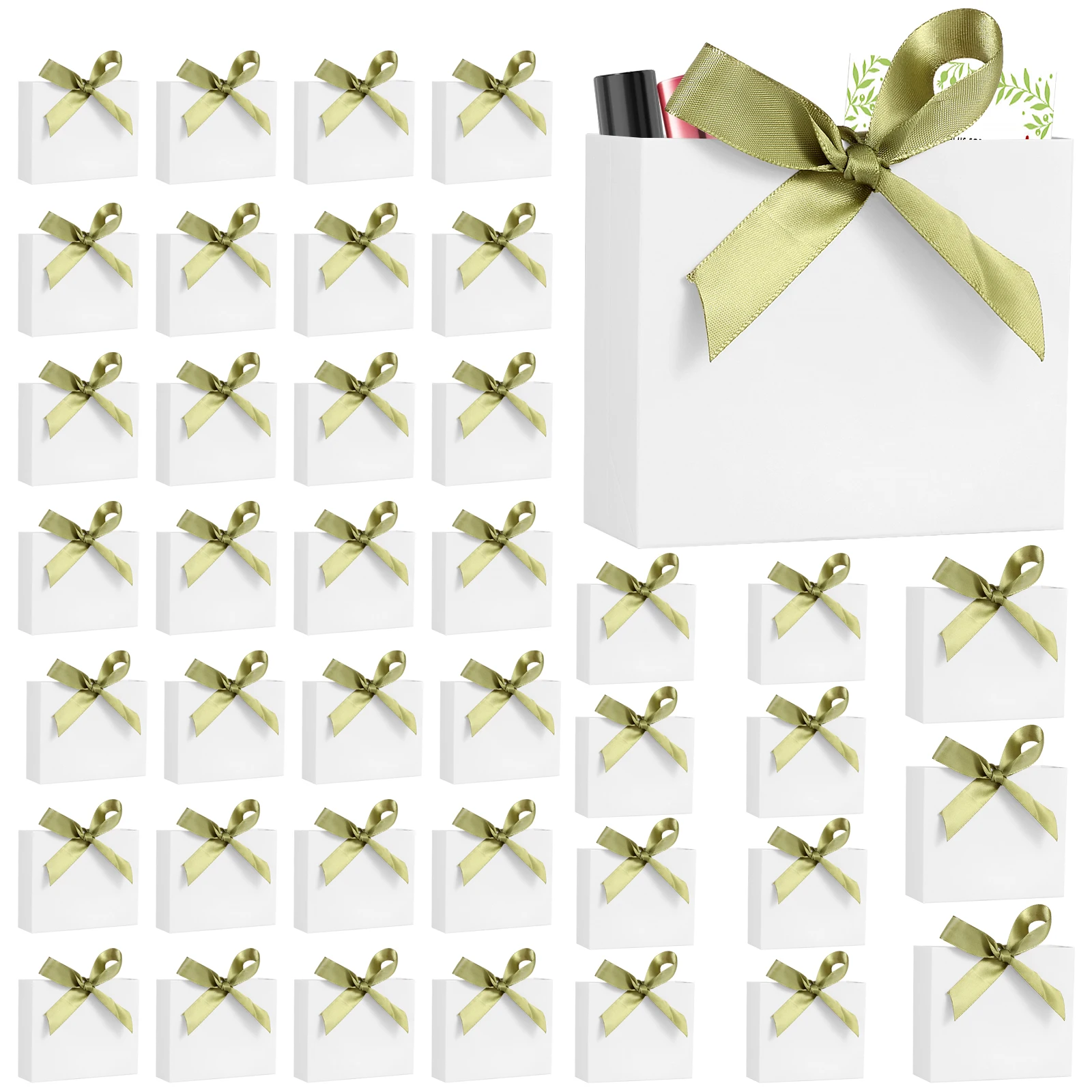 40 Stück Süßigkeitentüten mit Schleifenband, kleine Geschenkverpackungsbeutel für Weihnachten, Hochzeit, Babyparty, Geburtstagsfeier, Geschenke, Verpackungsbox Image