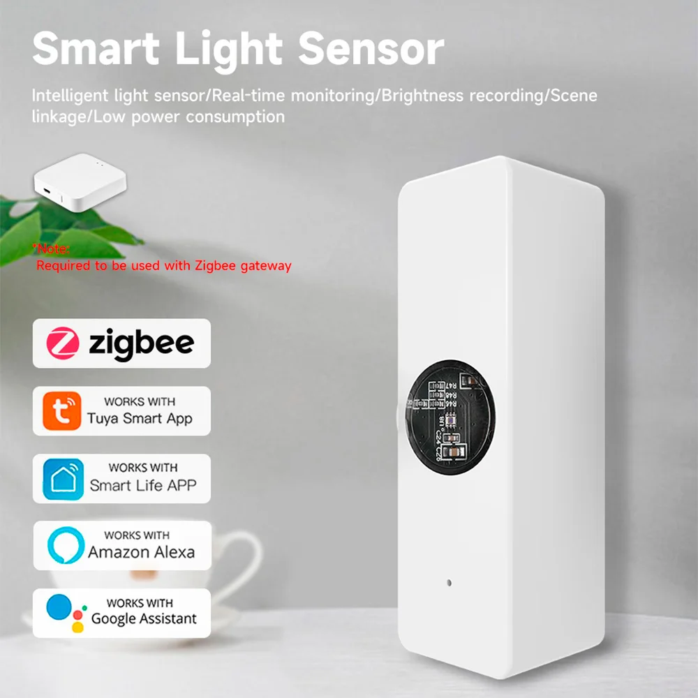 Tuya ZigBee Lichtsensor Helligkeitssensor Beleuchtung Helligkeitsdetektor Smart Home Automation App-Steuerung Tuya Lichtdetektor