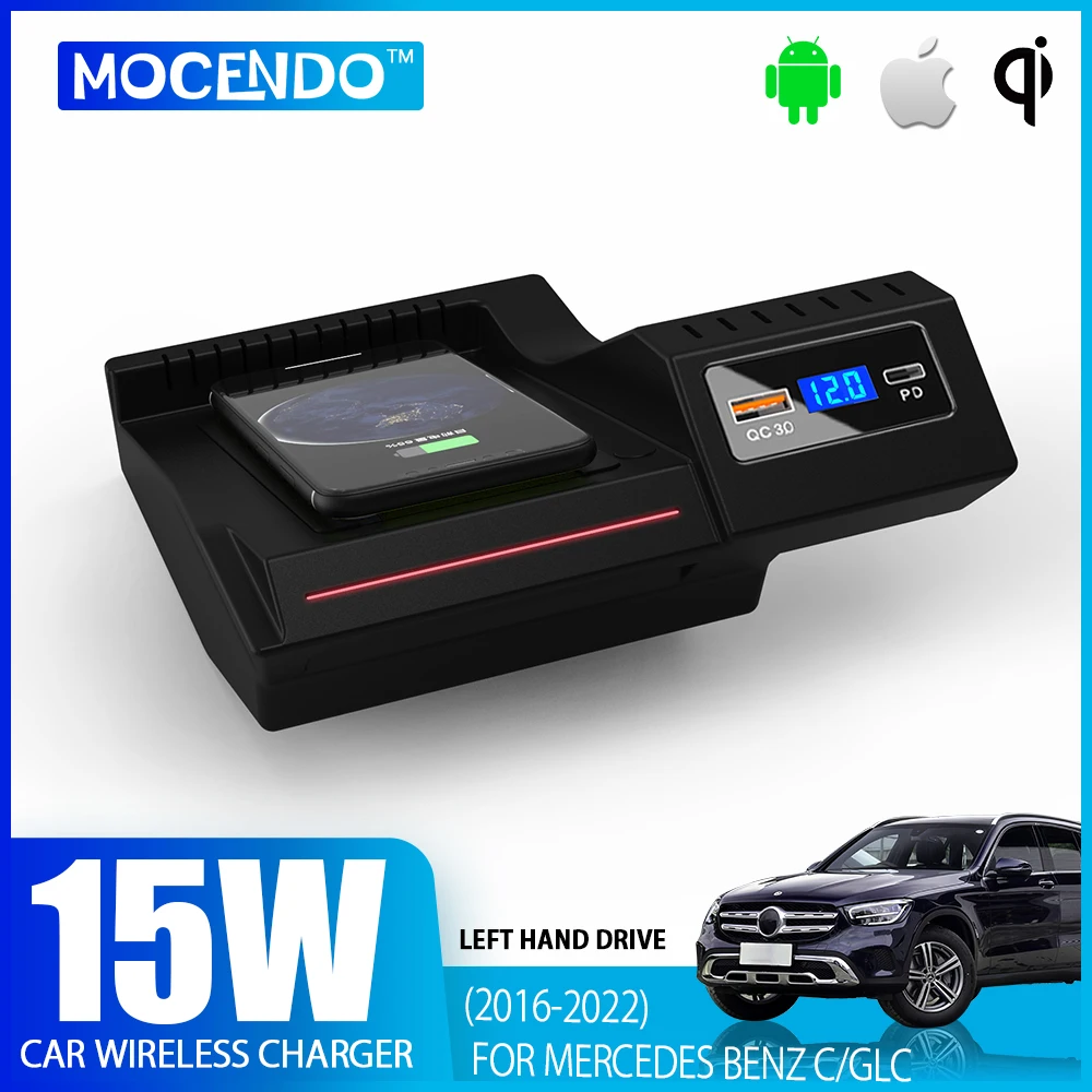 15w schnelle kabellose Ladestation Telefon halterung für Mercedes Benz W205 C43 C63 Glc 43 Glc 63 x253 C Klasse Glc Interieur Image