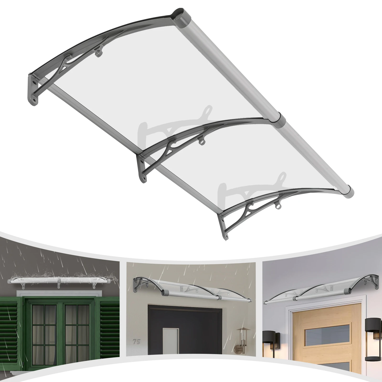 Vordach aus Aluminiumlegierung für Haustür und Fenster, Außenwandmontage, 47*23,5 Zoll -31~248 ℉