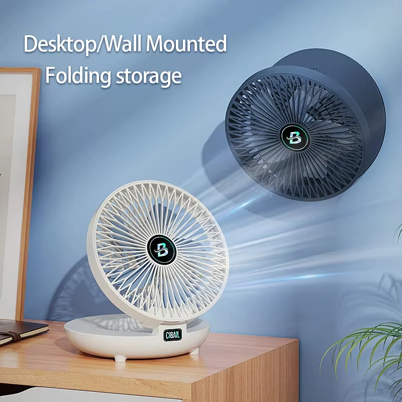 Mini-Desktop-Ventilator, wiederaufladbarer USB-Ventilator, Luftzirkulation, Studentenwohnheim, Büro, Zuhause, drinnen und draußen, drei einstellbare Stufen Image