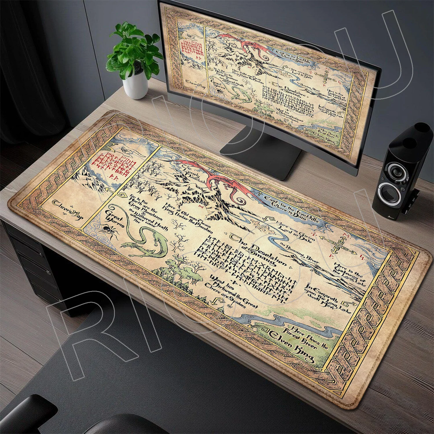 HD-Druck Gummi XXL Großformat Der Herr der Ringe Mauspad Rutschfeste Unterlage Gaming Edge 800x400mm Schreibtischunterlage Erweiterte Mauspad-Spielmatte Image