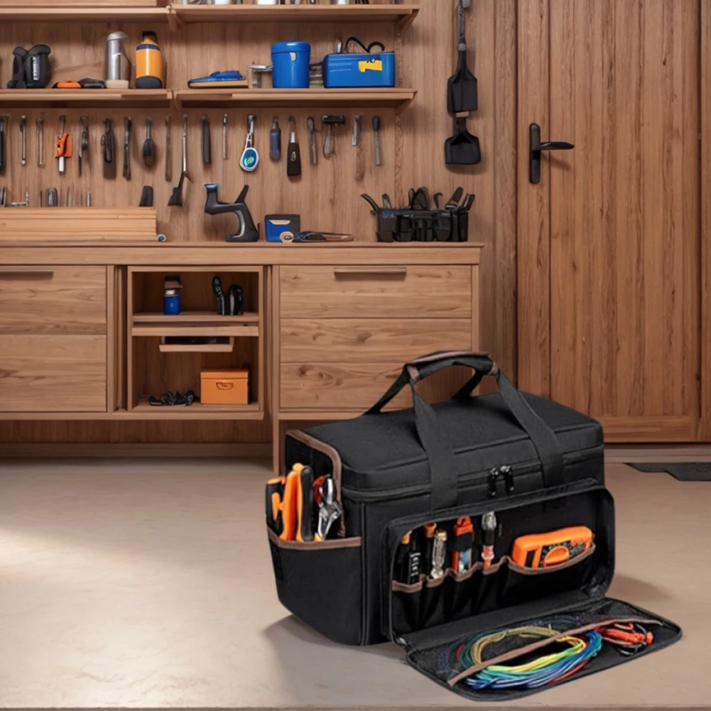 17 Zoll Tragbare Werkzeugtasche mit 20 Taschen Elektriker-Werkzeugtaschen Große Werkzeugtasche Organizer für Elektriker Mechaniker Klempner HVAC
