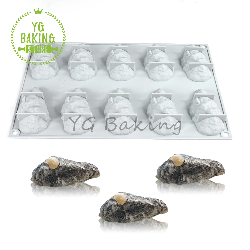 Dorica Silikon-Mousse-Form mit 10 Mulden, Austernmuscheln, Design, DIY, Dessert, Pudding, Schokoladenform, Kuchendekorationswerkzeuge, Backformen Image