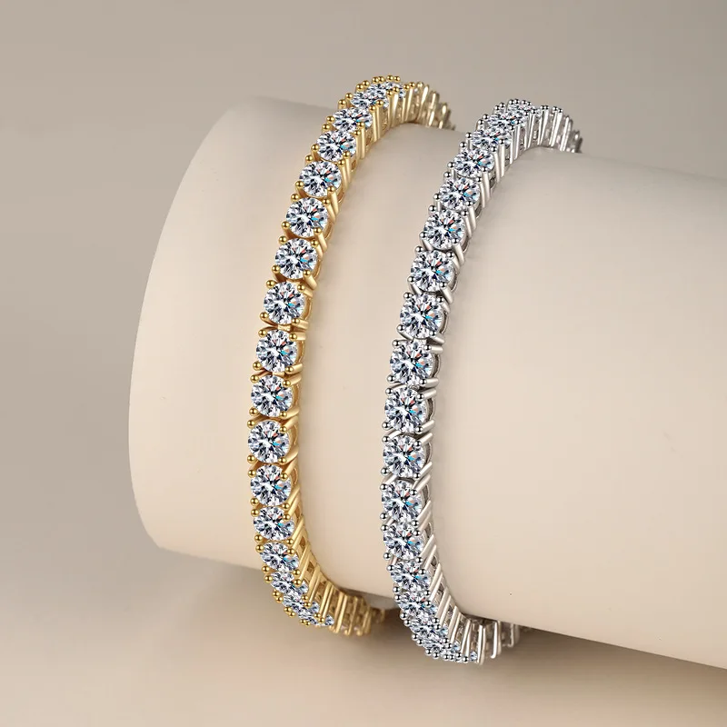 3mm Moissanit Tennis-Armband 925 Sterling Silber Weißgold Plattiert Armband für Damen und Herren Funkelnder Modeschmuck für Partys Image