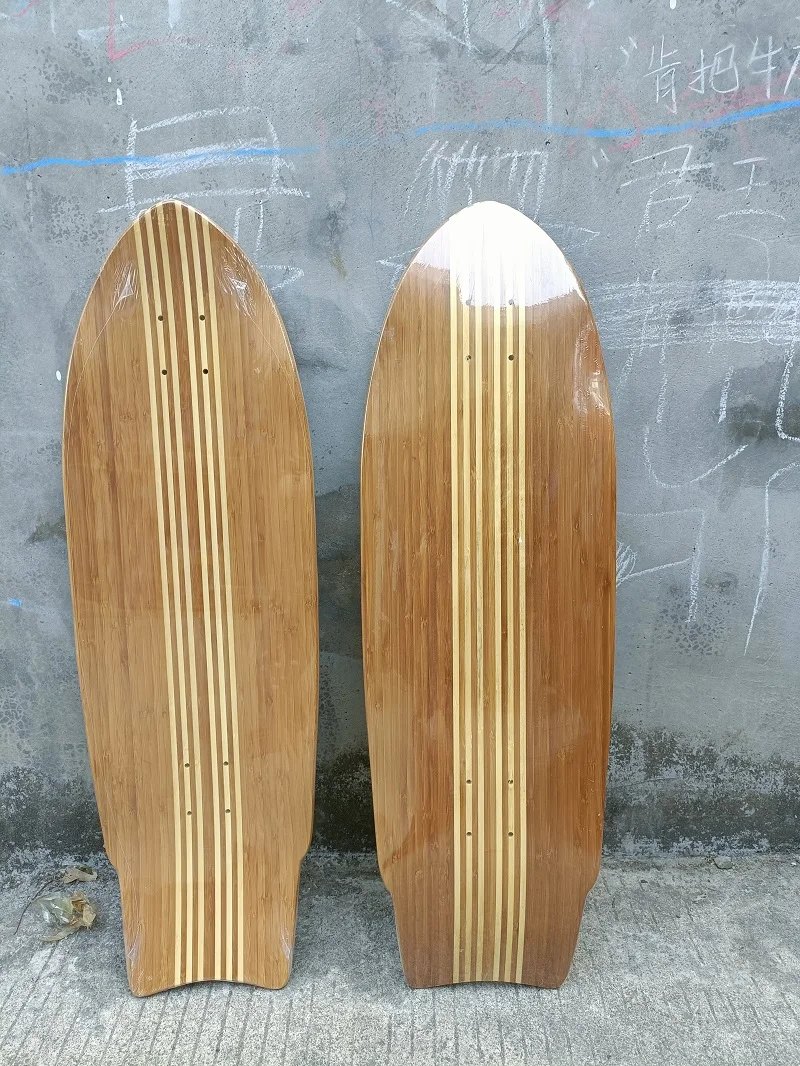 32*10 Zoll Bambus-Surf-Skateboard-Deck mit kanadischem Ahorn, 32 Zoll, glatt, 77 Snap, Pumping-fähig