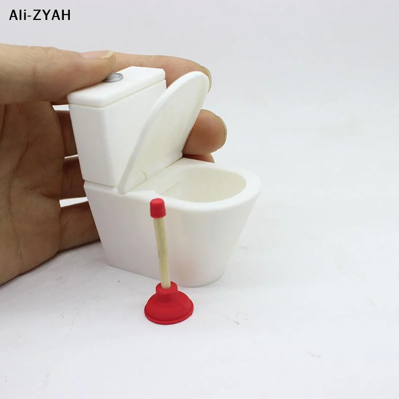 【AH】Puppenhaus-Toilettensitz Vintage Puppenhaus-Badezimmer Weiße Toilette Puppenhaus-Miniatur Baby-Spielzeug Puppenzubehör