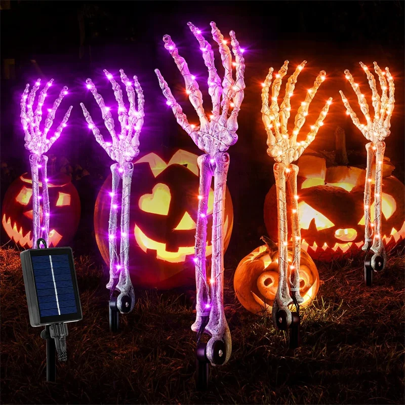 2PC Halloween Solar Geist Hand LED Garten Lichter Im Freien Wasserdichte Stake Lichter Horror Atmosphäre Dekoration Lampe Für Festival