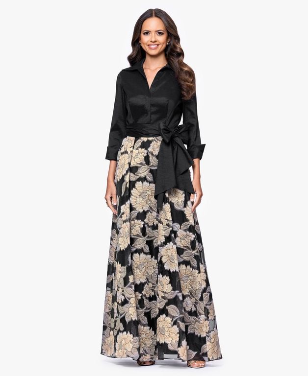 Self Portrait | x Christopher Kane Lace Satin Long Sleeve Maxi Dress |  Realry