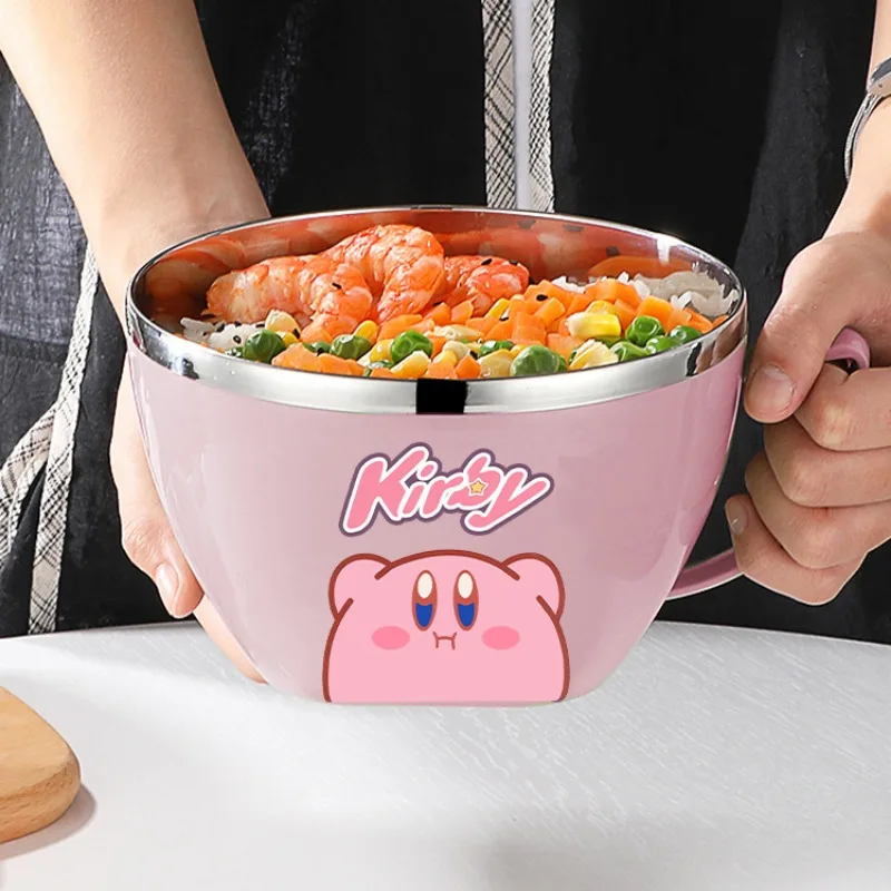 Kirbys Isolierte Lunchbox aus Edelstahl, Verbrühungsschutz, Lebensmittelbehälter, Schüssel mit Griff, Suppenschüssel, Instant-Nudeln-Rührschüssel, Geschenk Image
