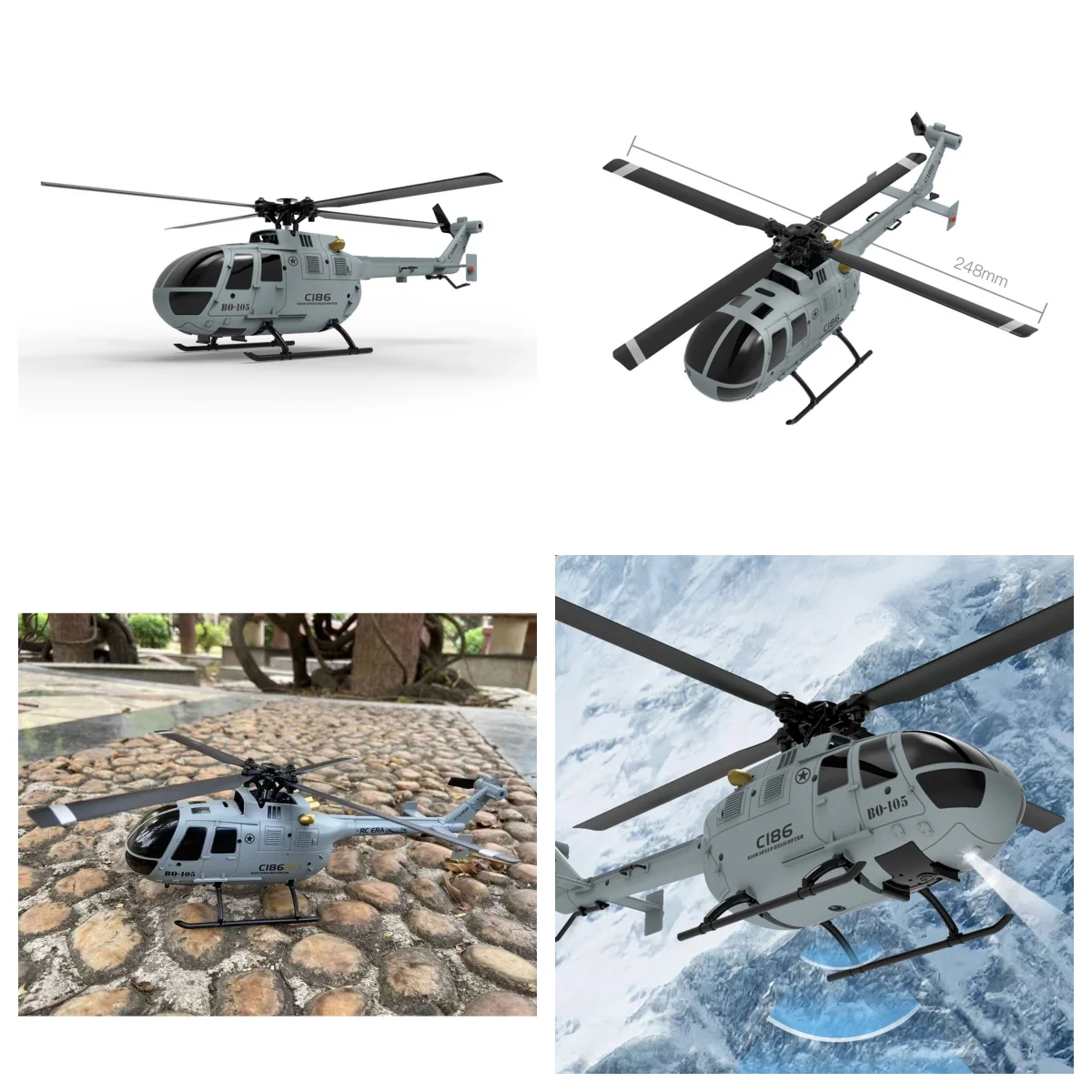 1/48 RC ERA C186 2,4 GHz Kunststoff RC Hubschrauber 7,4 V Batterie Höhe Halten Schlagfest Kunstflug Manöver Modell Spielzeug Erwachsene Image