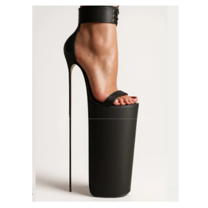 Schwarz Lace Up Hohl Plattform Sandalen Thin High Heel Sexy Modische Kühlen Sommer Casual Große Größe Frau Schuhe Zapatillas Mujer