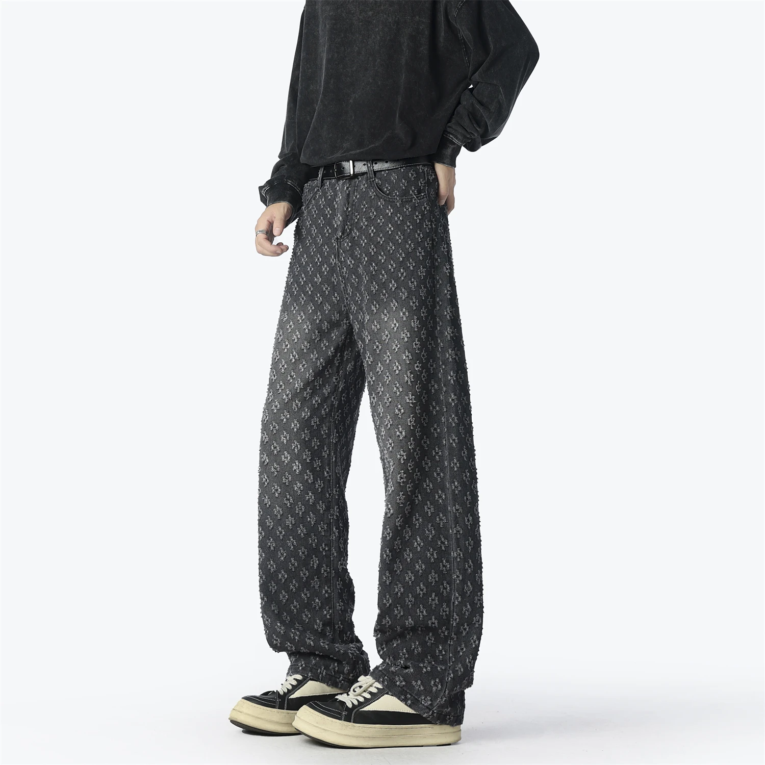 Männer Gerade Bein Denim Truouser Männlich Marke Mode Jeans Casual Lose High Street Y2k Hosen Männer Breite Bein Hip Hop Denim hosen